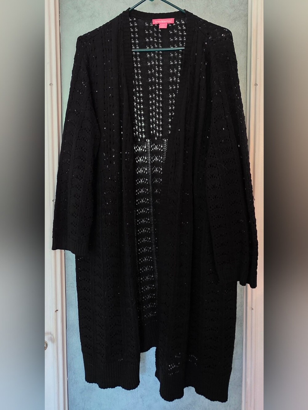 Black Open-Knit Women's Sweater Cardigan 22/24